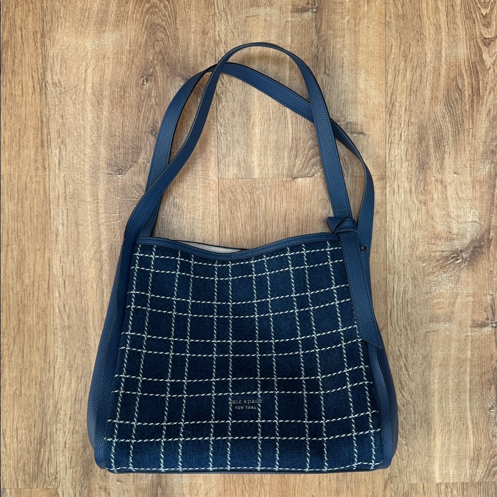 Kate Spade Large Knott Denim Check Bag